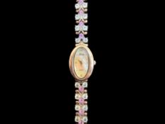 Ladies Sterling Silver Fancy Gems Quartz Watch. Stamped for 925 Silver.