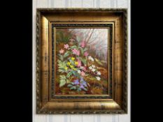 Original Oil Painting by Gordon A Rennie 'June Hedgerow', housed in a gilt swept frame. Overall size
