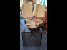 Small Collection of Furniture, to include a glass top chrome based table, two modern lamps with