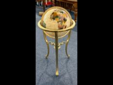 Floor Standing Gem Set Globe raised on brass gimbal. Measures 36'' high.