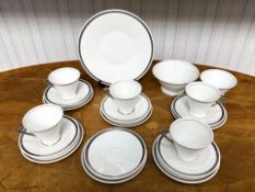 Shelley Eve Shape Art Deco Part Teaset, reg. 756533. Pattern 12321, acid on platinum border.