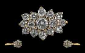 Ladies 18ct Gold Baguette Brilliant Cut Diamond Set Dress Ring. Full Hallmark to Interior of
