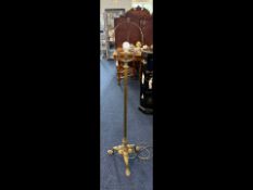Victorian Telescopic Brass Standard Lamp, with sinuous base.