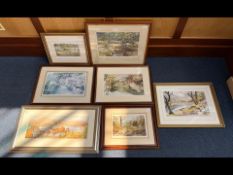 Seven Framed Prints, five by Judy Boyes, 'Walking by Brothers Water', 'A Walk Through Boot
