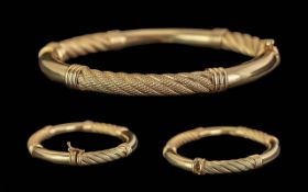 Antique Period Ladies 9ct Gold Hinged Bangle. Marked 375 - 9ct. Excellent Design. Warm Coloured