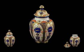 Royal Crown Derby Bone China Hand Painted Imari Pattern Lidded Jar. Pattern No 1128, Date 1972.