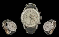 Breitling - Gents Steel Cased Chronometer Navitimer Large Faced Wrist Watch. Features World Time
