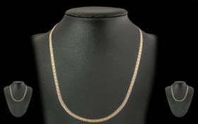 Ladies Pleasing 9ct Two Tone Gold Necklet / Chain. Marked 9ct. Pleasing Design. Length 17 Inches.