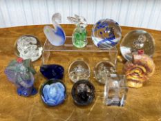 Box of Paperweights, to include assorted colours, one Caithness.