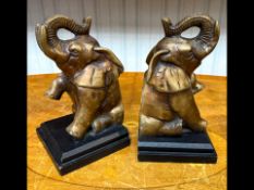 Pair of Indian Brass Elephant Book Ends.
