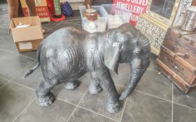 A Large Freestanding Leather-Clad Elephant Realistically Modelled. Height 31''