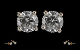 Large Pair of 18ct Gold Diamond Stud Earrings. Est Diamond Weight 0.800 cts.