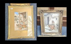 Two Rappini Watercolours, artist Vittorio Rappini 1877-1939, both depicting flower sellers, one