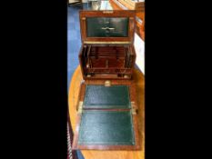 A Fine Quality Edwardian Table Top Oak Writing Box, fully fitted interior with letter divisions.