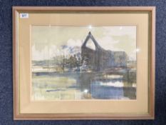 Barbara Tomlinson (British 20th Century) Watercolour 'Bolton Abbey, image 19 x 13'', mounted