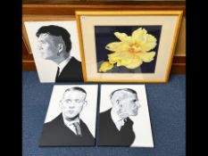 Set of Three Monochrome Images of The Peaky Blinders, on canvas, measure 24'' x 16.5''. Together