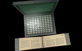 John Pinches Boxed Set of 100 Sterling Silver Miniature Cards In Display Box. With Associated