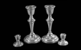 Pair of 925 Sterling Silver Candlesticks Together With a Pair of 925 Sterling Silver Short