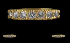 Ladies 18ct Gold 7 Stone Diamond Set Ring. Hallmark to Interior of Shank. Well Matched Diamonds of