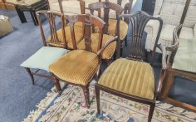 Collection of Seven Dining Chairs, all with cushioned fabric seats, comprising a pair, a set of
