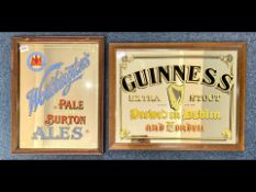 Two Advertising Pub Mirrors, comprising Guinness and Worthingtons. Largest 24'' x 19''.