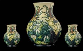 Moorcroft Large Modern Hand Painted Bulbous Shaped Vase ' Lamia ' on Yellow Ground. c.1995. Height