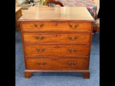 19th Century Mahogany Chest of Drawers, four long graduated drawers with string inlay, raised on