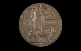 Great War 1914-18 Death Penny Medallion, posthumously awarded to William Paxton.