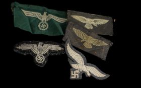Six Original German WWII Embroidered Tunic Badges - Eagles.