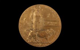 A Gilt Bronze Death Penny 1914-18 War, to Alexander Spence.