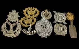 Large Bag of Military Cap Badges, studs, buttons and emblems.