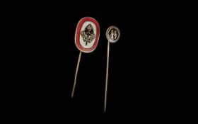 Two Enamel German Tie Pins (Original), from the WWII.