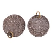 Five hammered coins, John, Henry III, and others.