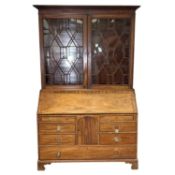 George III mahogany bureau bookcase,