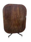 A Regency banded mahogany rectangular tilt top dining table, width 156cm, depth 126cm, height 72cm
