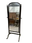 An early 20th century mahogany cheval dressing mirror, width 75cm, height 176cm