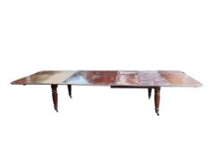A good size early Victorian mahogany extending dining table, length 380cm extended, five removable