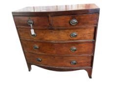 A Regency mahogany bowfront chest of drawers, width 105cm, depth 49cm, height 113cm