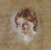 § § Nathalie Picoulet (b.1968), 'Petit trois quart', a head and shoulders study of a young woman,