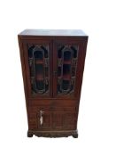 A small Chinese glazed hardwood cabinet, width 44cm, depth 26cm, height 93cm