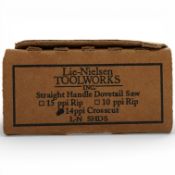 A boxed Lie-Nielsen Toolworks straight handle crosscut saw, 14ppi