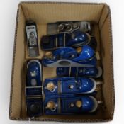 Eight block planes by Record and Sargent, including a No.0110, a No.0102, a No.09 1/2, two No.060