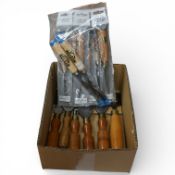 Fourteen wood carving, etc. tools by Ashley Iles, Kirschen and Marples, including dog leg gouges,