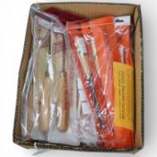 Two sets of wood carving tools; eight Henry Taylor woodcarving tools, together with six Robert Sorby