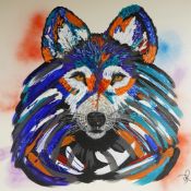 Diana Richardson (contemporary), ‘Phoenix, The Wolf’, monogrammed, original acrylic on canvas, 60