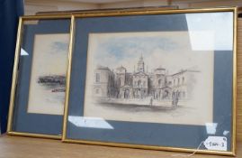 Eugene James Tily (1870-1937), 'St Paul's Cathedral from the Thames' and 'Horse Guard's Parade