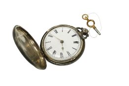 A George V silver keywind hunter pocket watch by John Taylor of Cossey, with Roman dial, case