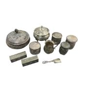 A collection of Indian & Asian silver and white metal wares: lidded boxes, inc. silver box and