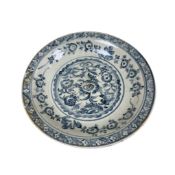 A Chinese Swatow porcelain charger, diameter 41cm.