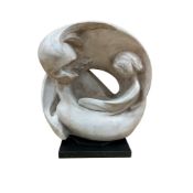 Austin Production, ‘Mother and Child’, a modernist ceramic sculpture, dated 1984, 34cm high